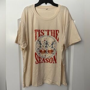 Tis the Season Halloween skeleton and pumpkin Graphic T-Shirt NWT